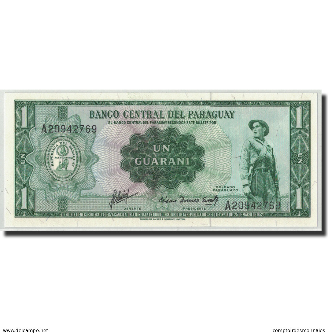 Billet, Paraguay, 1 Guarani, L1952, 1952-03-25, KM:192, NEUF - Paraguay