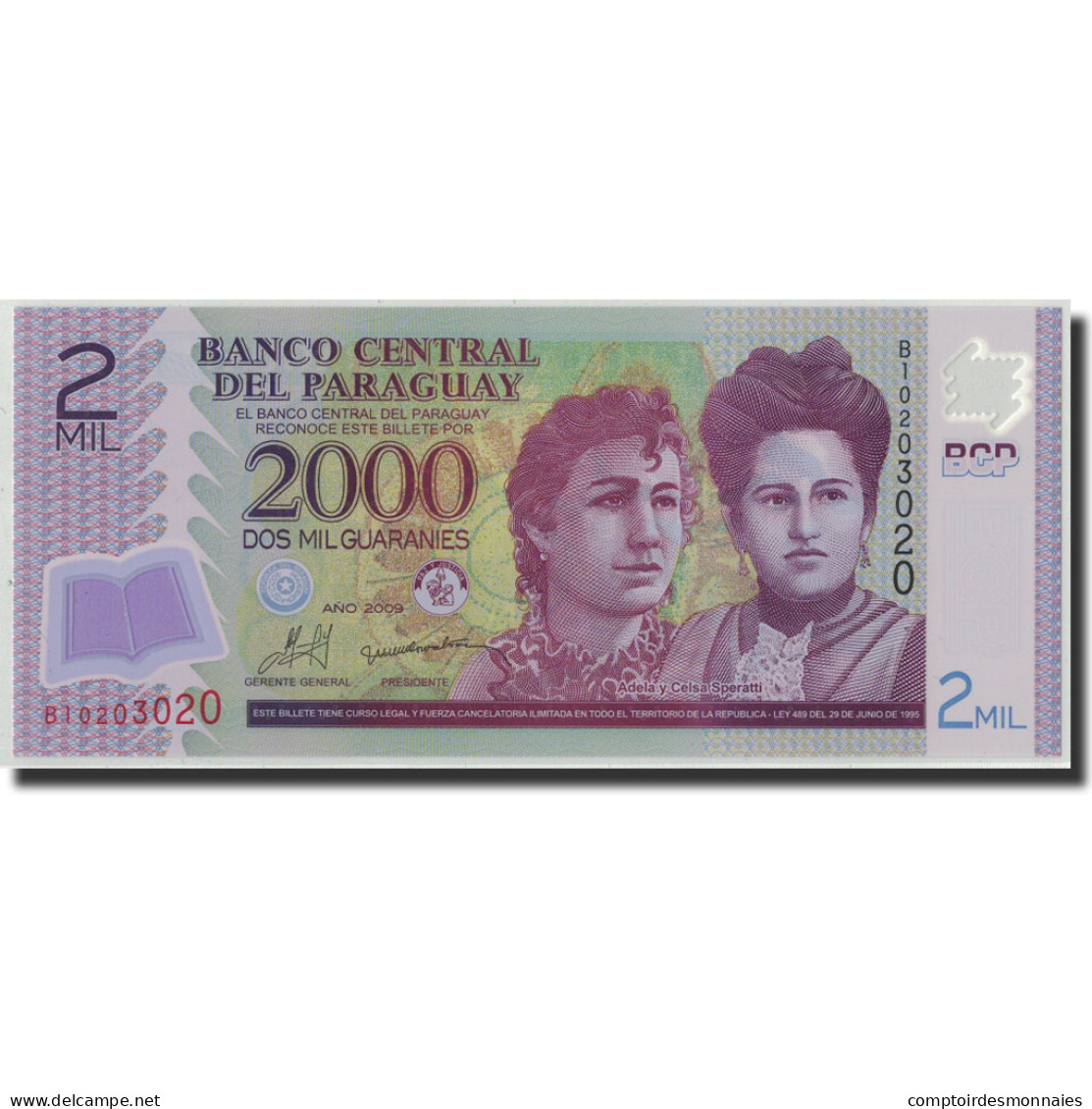 Billet, Paraguay, 2000 Guaranies, 2009, KM:228b, NEUF - Paraguay