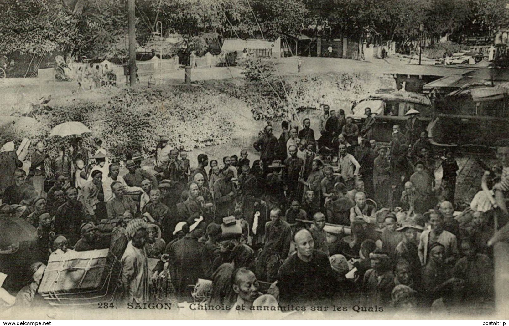 ASIE INDOCHINE COCHINCHINE VIET-NAM VIETNAM TONKIN SAIGON -Chinois Et Annamites Sur Les Quais.édit MESSAGERIES MARITIMES - Vietnam