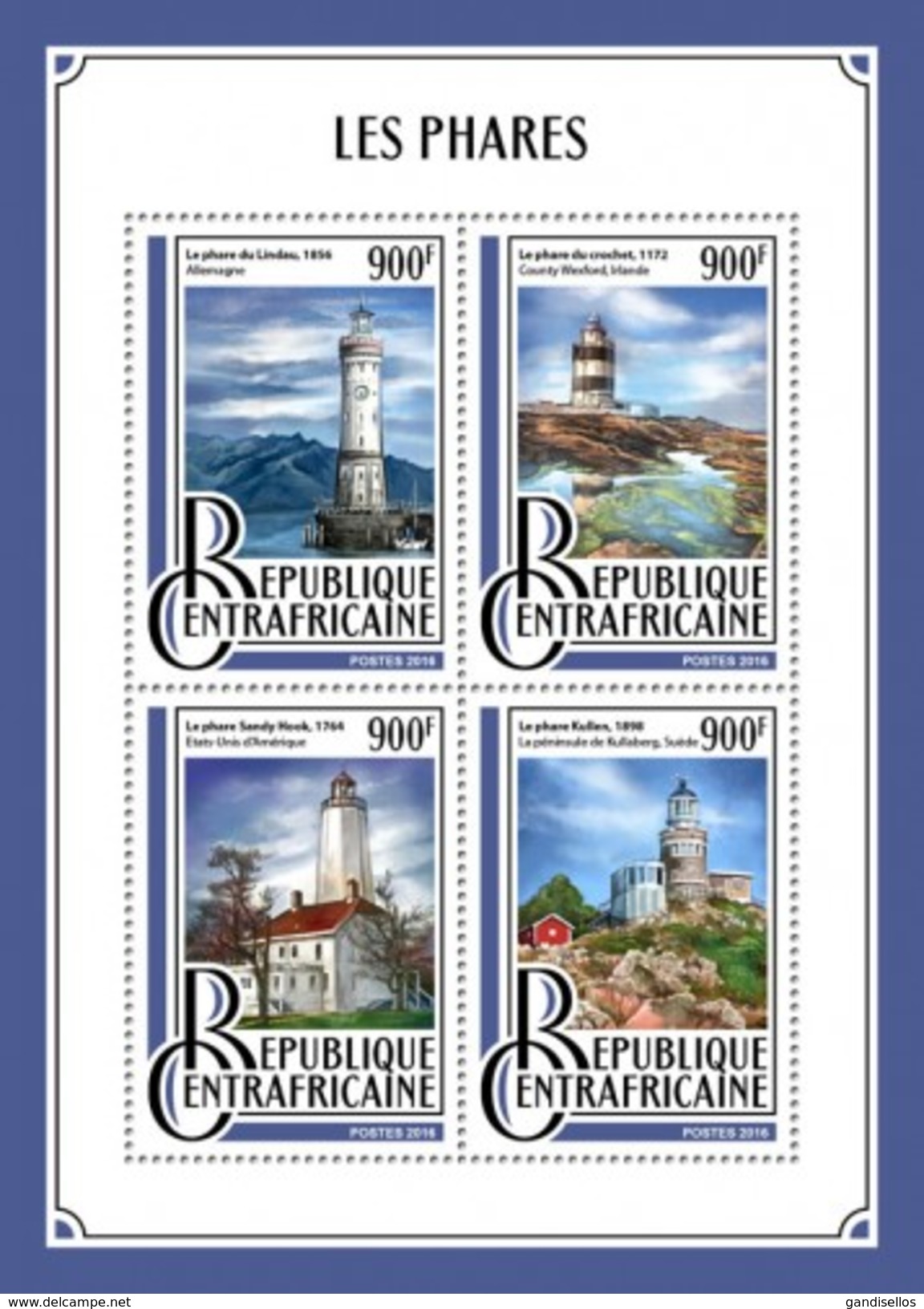 CENTRAFRICAINE 2016 SHEET LIGHTHOUSES PHARES FAROIS FARI FAROS Ca16909a - Central African Republic