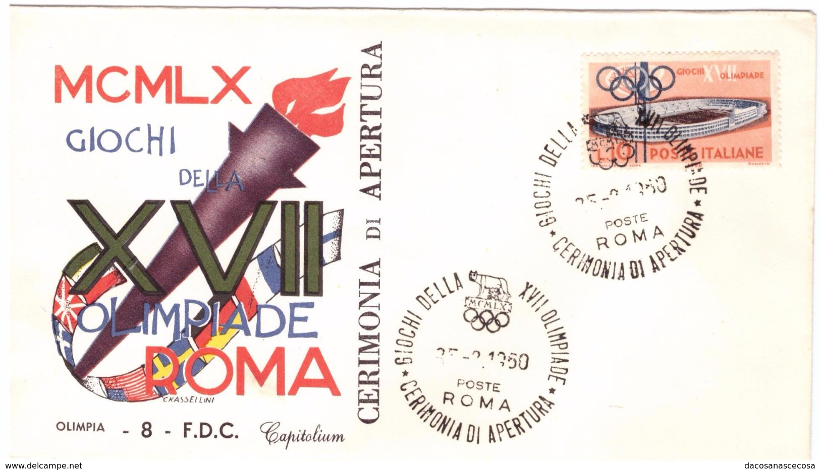 ITALIA - FDC - CAPITOLIUM - ANNO 1960 - GIOCHI DELLA XVII OLIMPIADE - ROMA - CERIMONIA DI APERTURA - OLIMPIADI - OLIMPIA - FDC