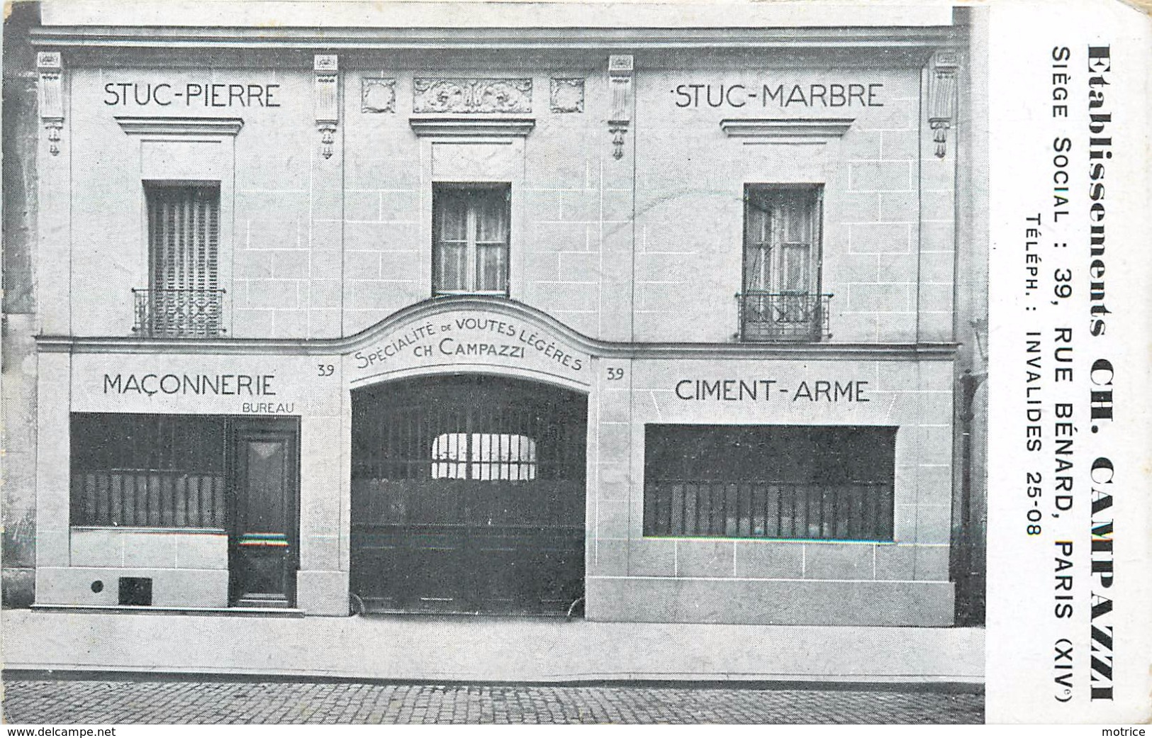 PARIS - Etablissements Ch Campazzi, 39 Rur Bénard (entreprise Du Bâtiment). - Distrito: 14