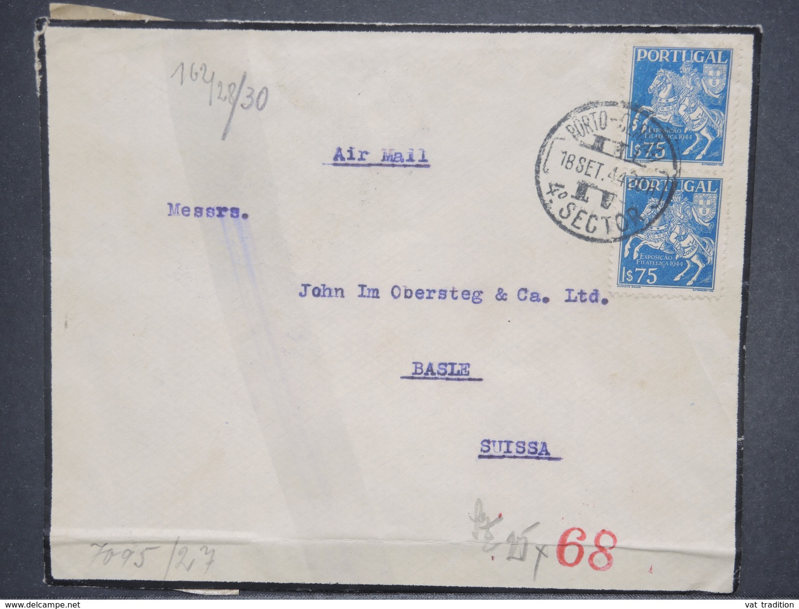 PORTUGAL - Enveloppe De Porto Pour La Suisse En 1944 Avec Contrôle Postal Allemand - L 7404 - Lettres & Documents