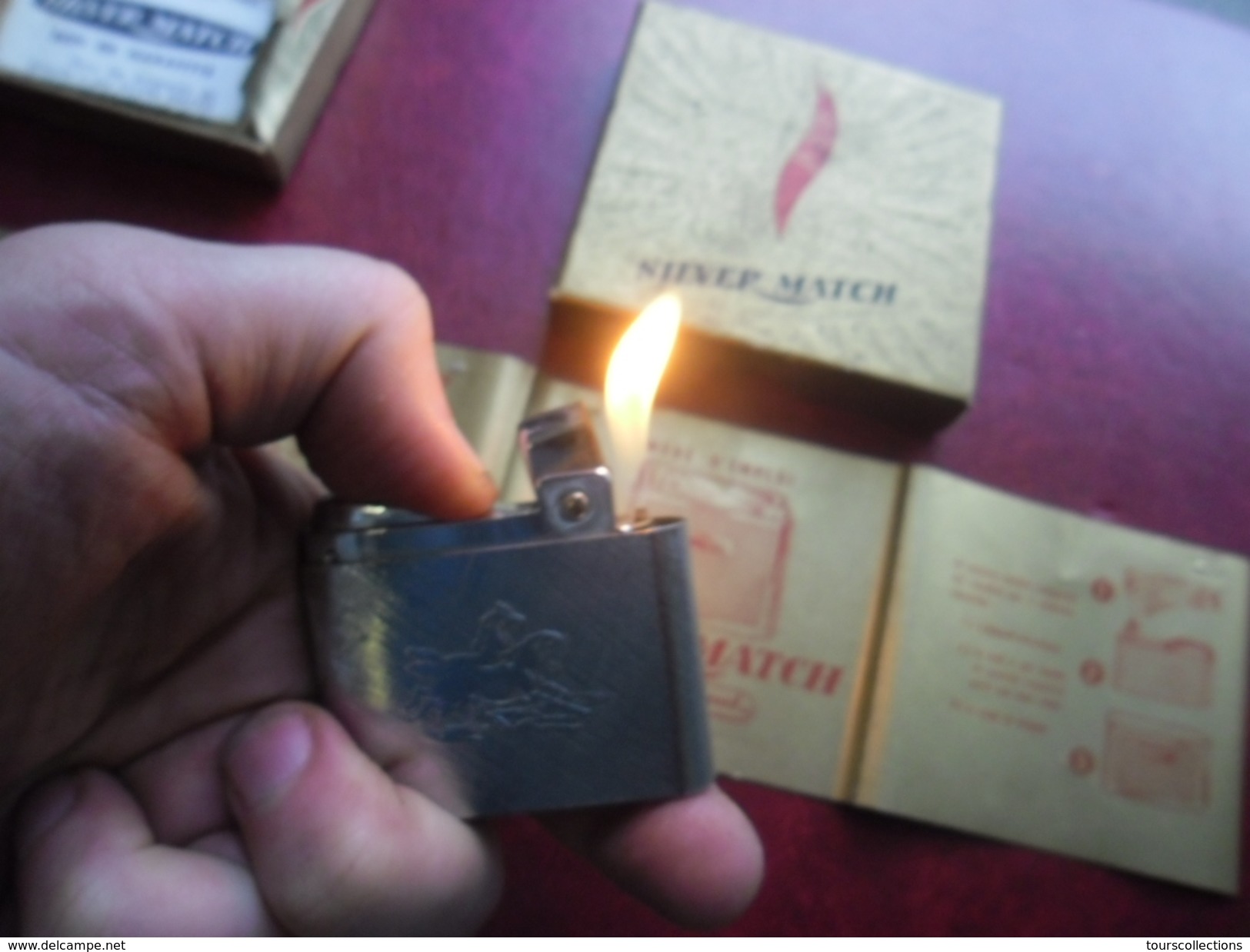 Briquet MARTIN A GAZ Dunhill Silver Match Compound 1970 Comme Neuf Avec Sa Boite Et Son Mode D'emploi ! Décor Cheval - Dunhill