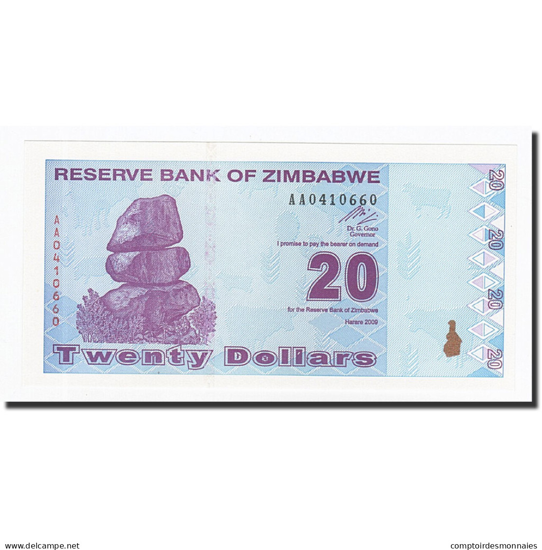 Billet, Zimbabwe, 20 Dollars, 2009-02-02, KM:95, NEUF - Simbabwe