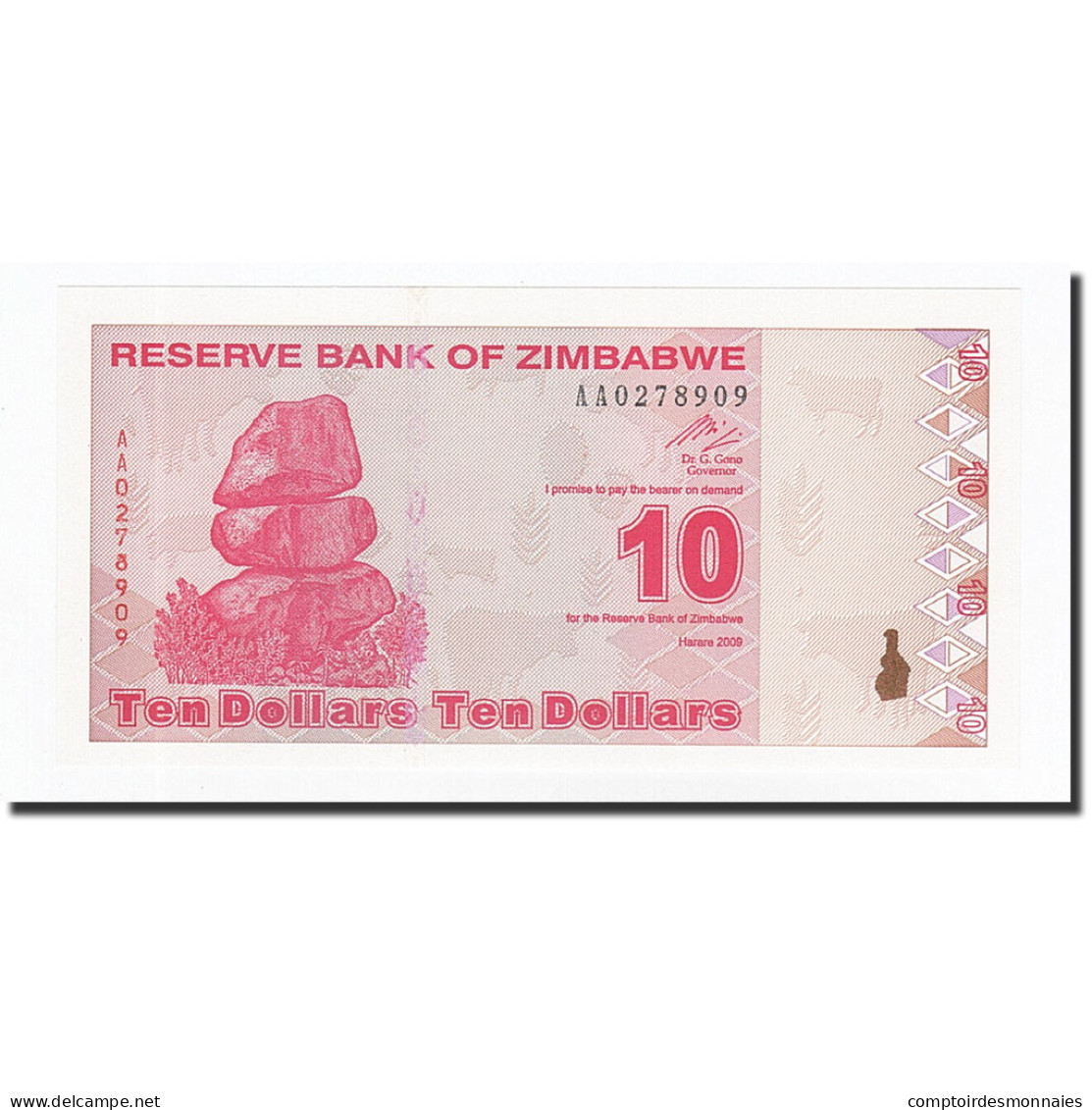 Billet, Zimbabwe, 10 Dollars, 2009-02-02, KM:94, NEUF - Simbabwe