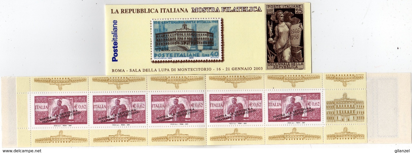 Italia 2003 Libretto Nuovo Mostra Filatelica La Repubblica Italiana Montecitorio Sala Della Lupa - Libretti