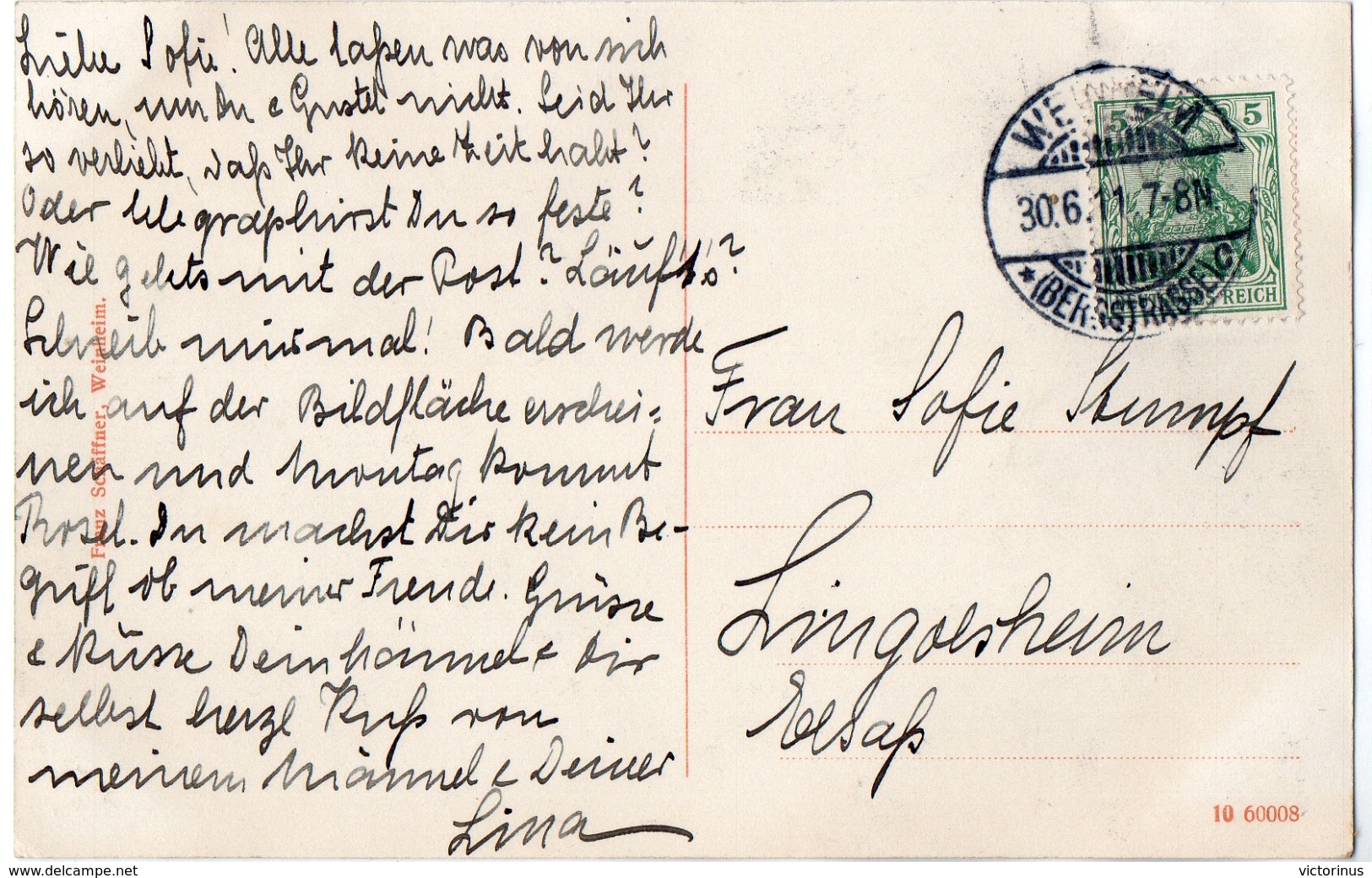 WEINHEIM  A. D. B. -  LUDWIGSTRASSE  -  Juin 1911 - Weinheim