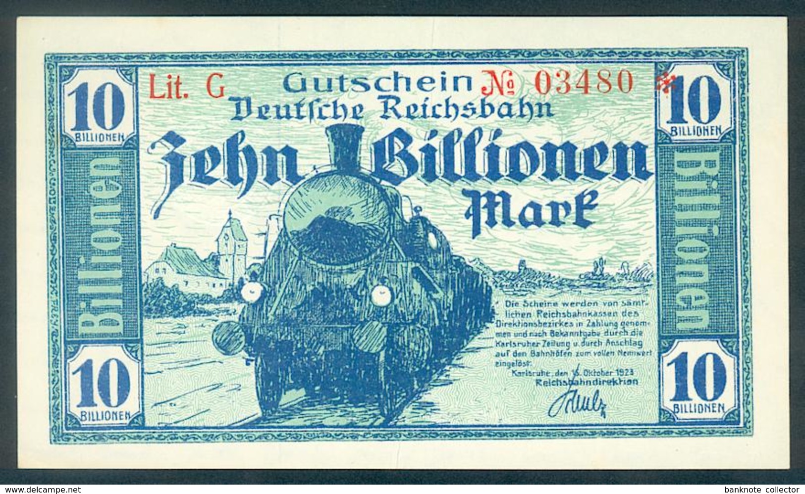 Deutschland, Germany, Deutsche Reichsbahn - Karlsruhe , 10 Billionen Mark, 1923 ! - 10 Billionen Mark