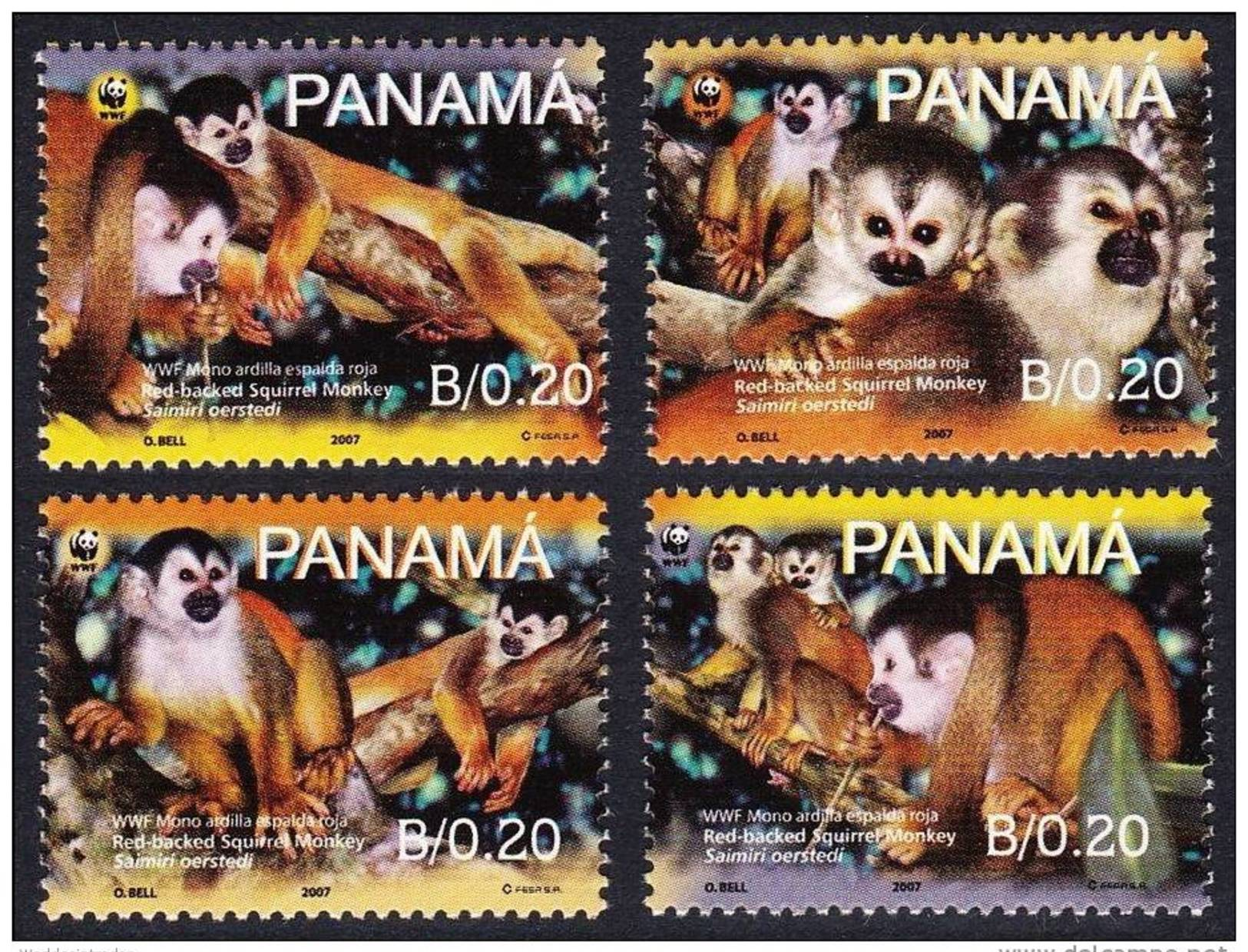 WWF * PANAMA * SERIE 4 YEAR 2007 * SQUIRREL MONKEY * SINGE * MNH - Unused Stamps