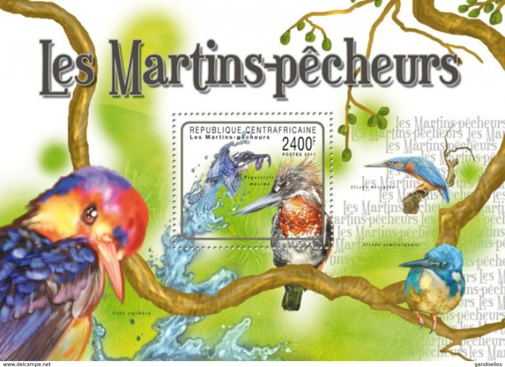 CENTRAFRICAINE 2011 SHEET SHEET KINGFISHERS BIRDS MARTINS PECHEURS OISEAUX EISVOGELS MARTINHOS PESCATOREES Ca11205b - Centraal-Afrikaanse Republiek