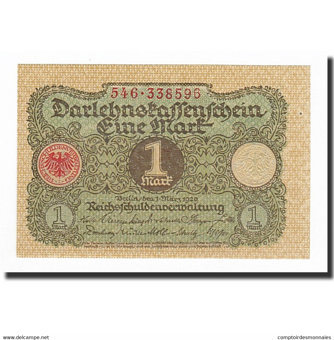 Billet, Allemagne, 1 Mark, 1920-03-01, KM:58, NEUF - Administration De La Dette