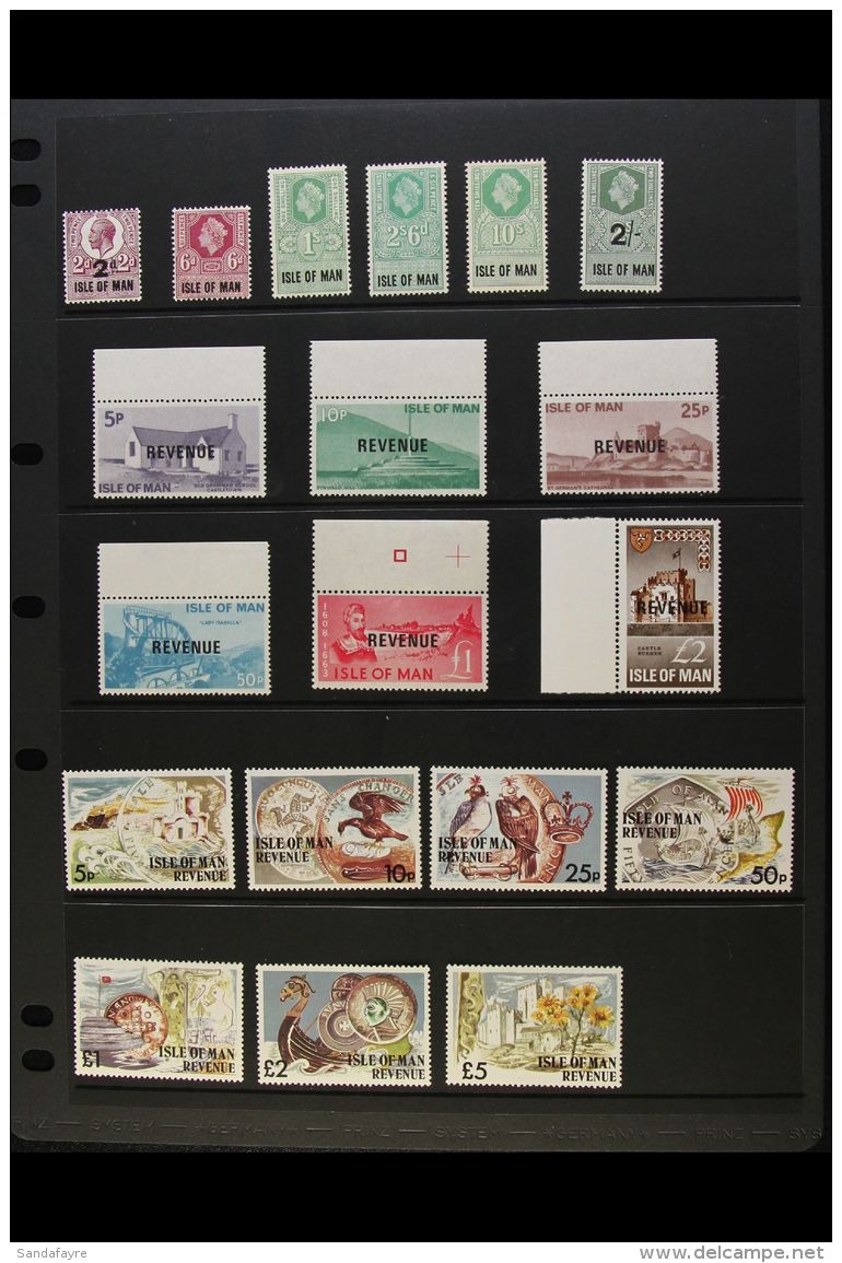 ISLE OF MAN REVENUE STAMPS Never Hinged Mint All Different Collection. With KGV 2d On 2d; 1960 6d,1s, 2s6d And... - Altri & Non Classificati