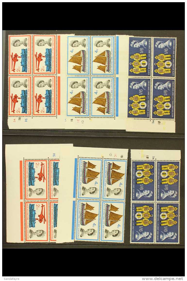 1963 Lifeboat Conference Ordinary &amp; Phosphor Cylinder Blocks Of 4 Sets, SG 639/641 &amp; SG 639p/41p. Never... - Altri & Non Classificati