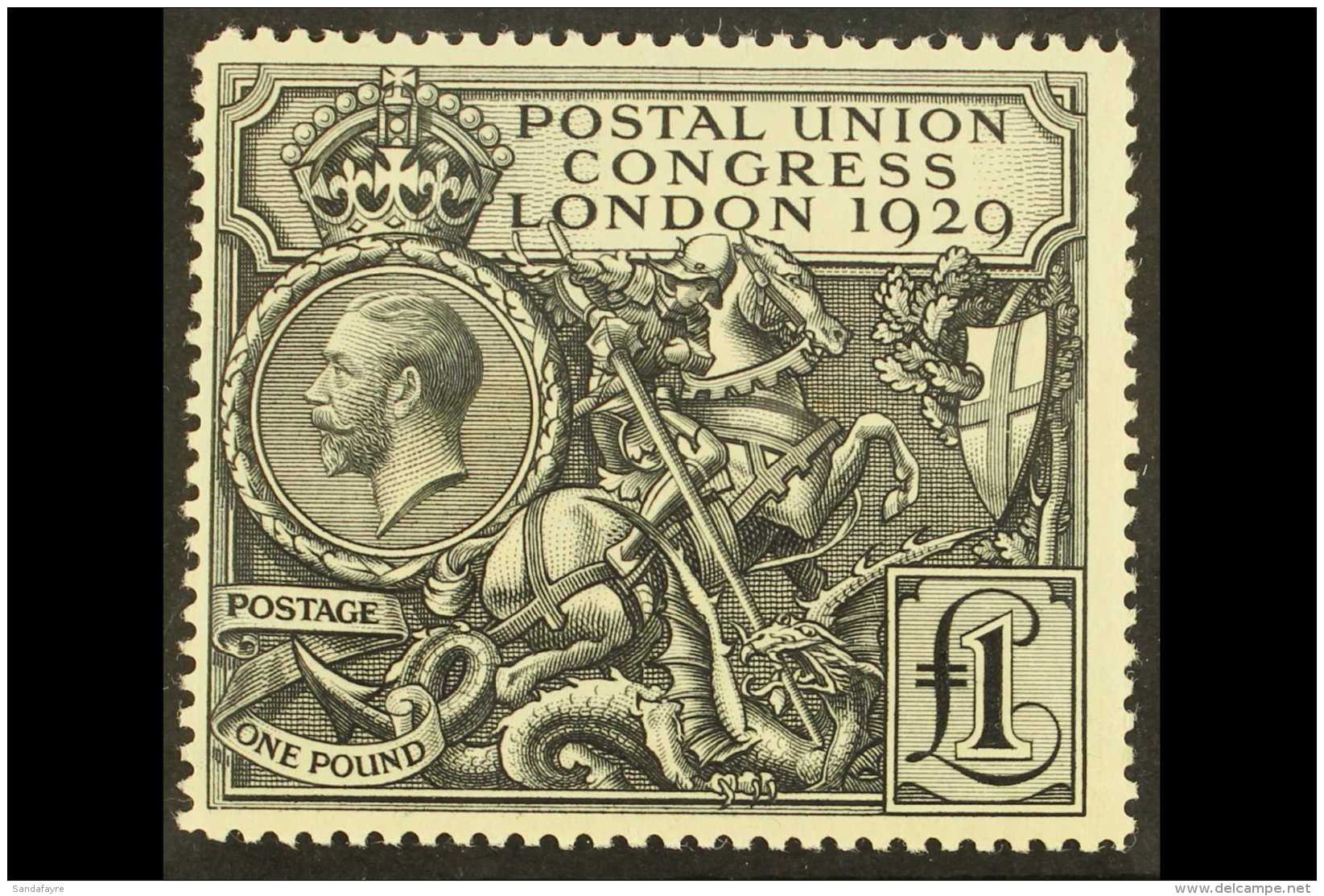 1929 &pound;1 Black Postal Union Congress, SG 438, Lightly Hinged Mint. For More Images, Please Visit... - Non Classificati