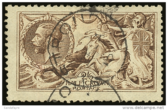 1915 2s6d Sepia De La Rue Seahorse, SG 408, Very Fine Used With Pretty Stroud Single Ring Cds Cancels. Scarce This... - Unclassified