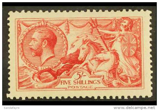 1913 5s Rose- Carmine Waterlow Seahorse, SG 401, Very Lightly Hinged Mint With Excellent Centering, Full Perfs... - Unclassified