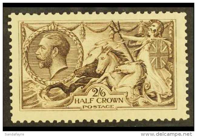 1913 2s6d Sepia- Brown Waterlow Seahorse, SG 400, Lightly Hinged Mint &amp; Well- Centered, Slightly Trimmed Perf... - Non Classificati