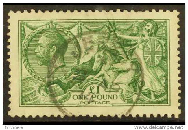 1913 &pound;1 Deep Green, Waterlow Printing, SG 403, Spec N72(2), Fine Used, JERSEY C.d.s. Postmark. For More... - Unclassified