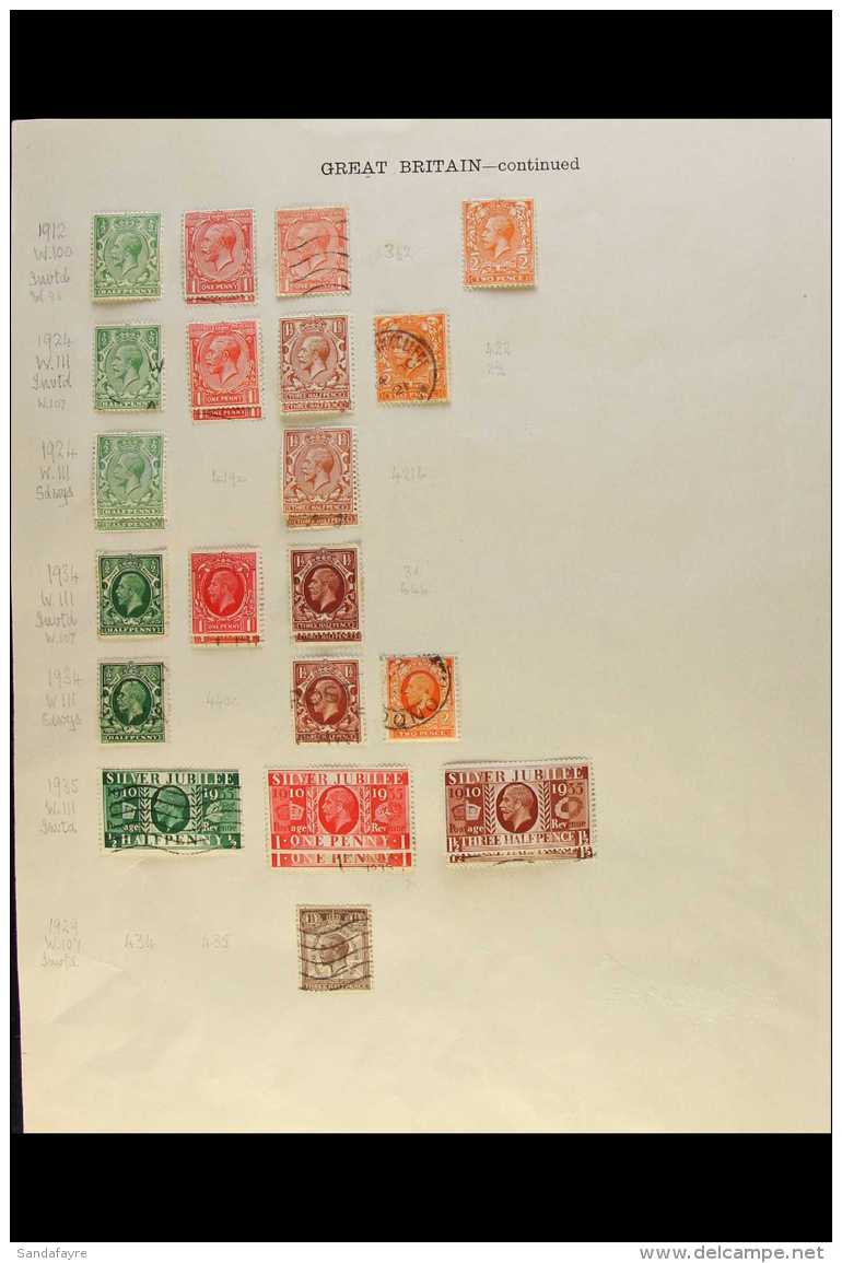 1912-35 WATERMARK VARIETIES A Mint And Used Collection Of KGV Issues On An Old Album Page With Watermark Inverted... - Unclassified