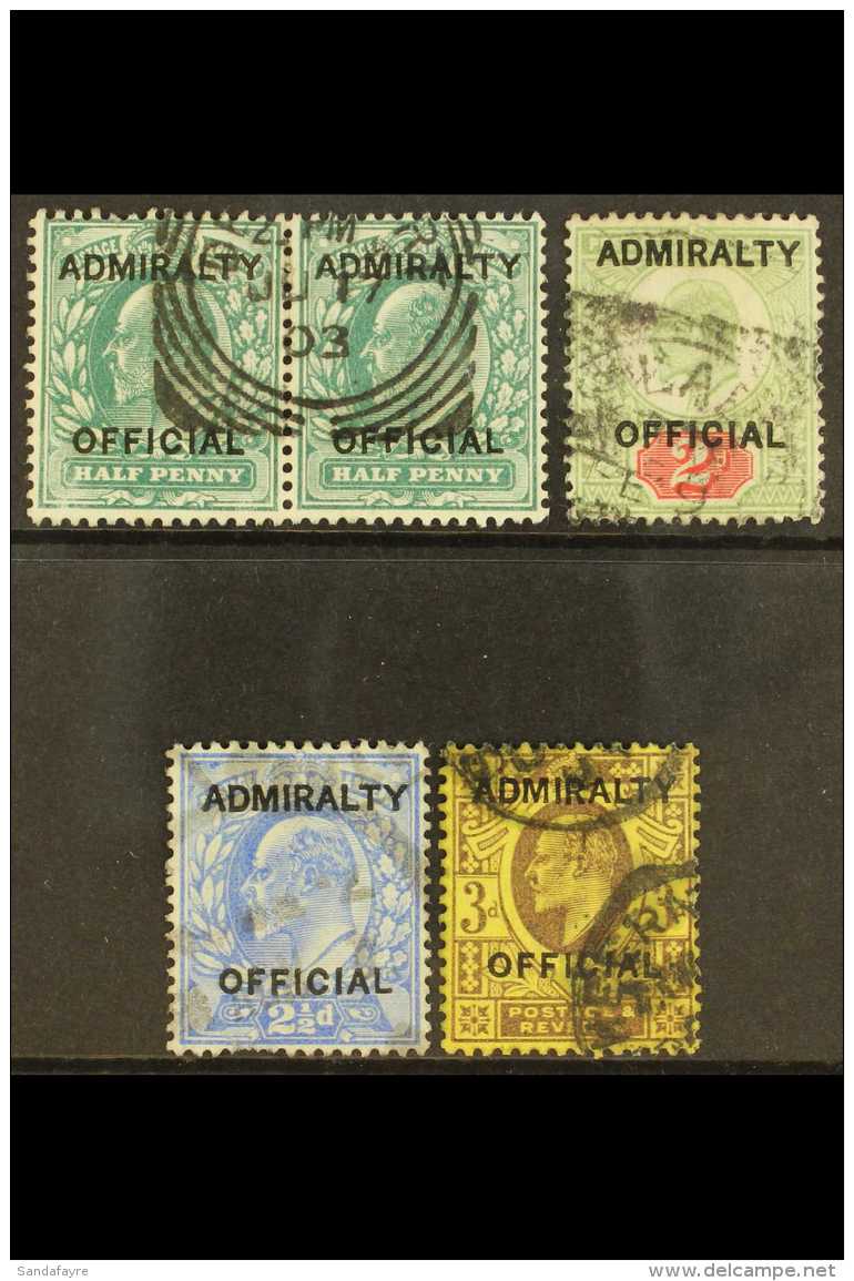 OFFICIALS 1903 &frac12;d Pair, 2d, 2&frac12;d, 3d "ADMIRALTY OFFICIAL" Ovpts, SG O101, O104/6, Used,... - Ohne Zuordnung