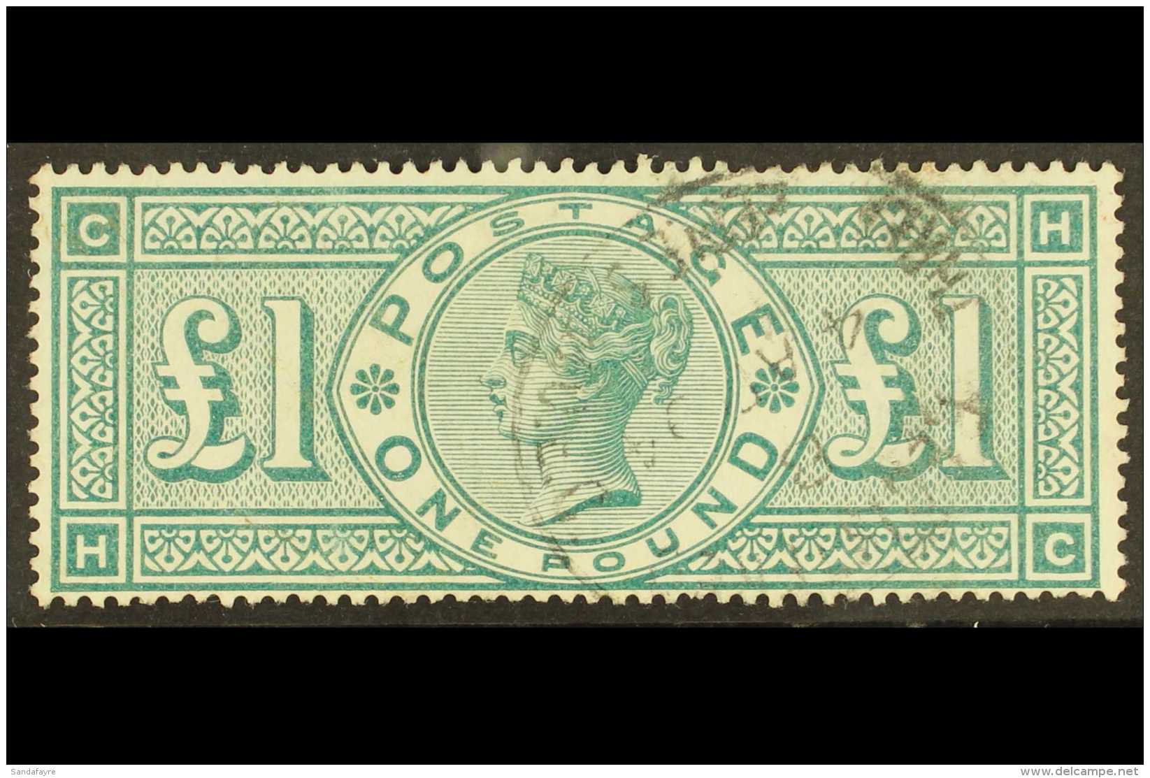 1887-92 &pound;1 Green, Wmk Three Crowns, SG 212, Very Fine Used With Light Postmark. Lovely Example! For More... - Autres & Non Classés
