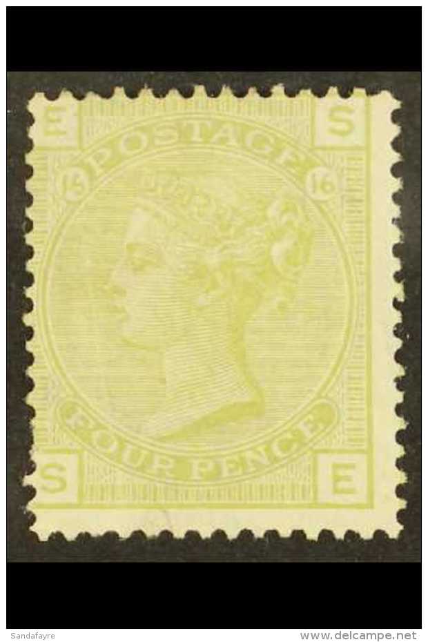 1873-80 4d Sage-green, Plate 16, Wmk Garter, SG 153, Unused, Cat.&pound;1400. For More Images, Please Visit... - Autres & Non Classés