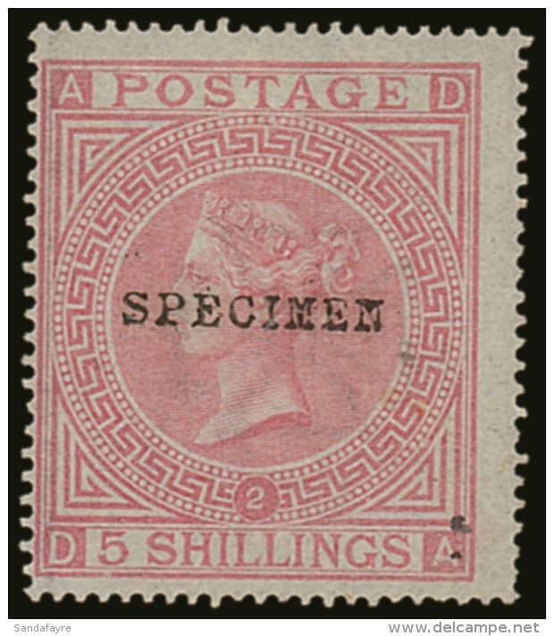 1867 5s Pale Rose With "SPECIMEN" Overprint, SG 127s, Fine Lightly Hinged Mint. Scarce And Attractive, A Couple Of... - Sonstige & Ohne Zuordnung