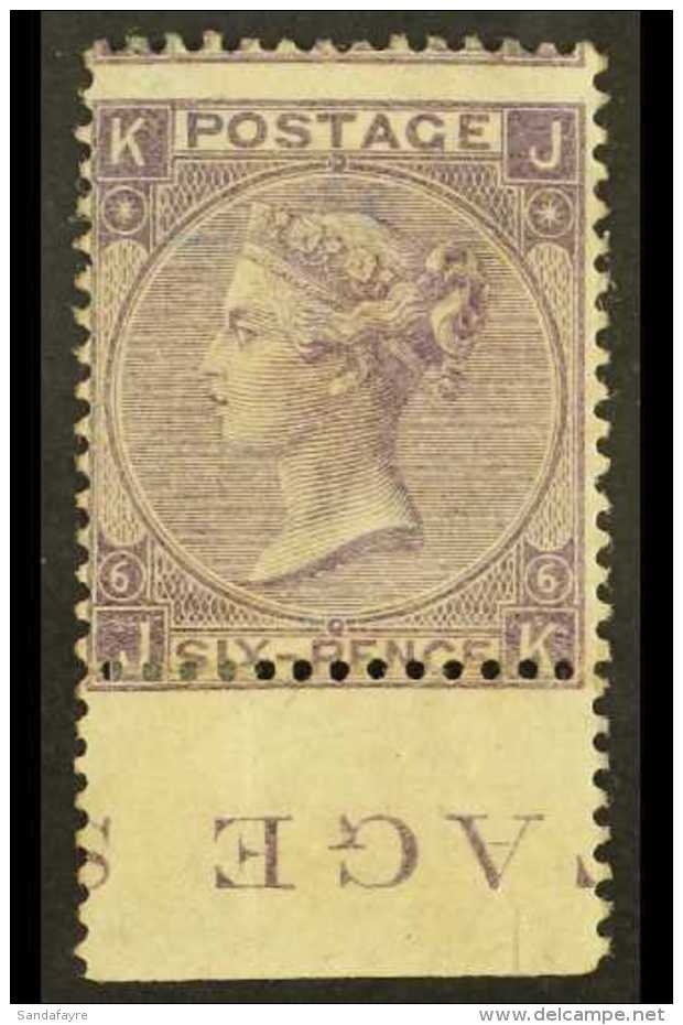 1865-67 6d Deep Lilac (with Hyphen) Plate 6, Wmk Emblems, SG 96, Mint Large Part OG With Sheet Margin At Base... - Altri & Non Classificati