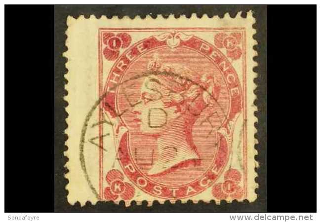 1862-64 3d Deep Carmine- Rose Small Corner Letters, SG 75, Used Wing Margin Example With Superb Single- Ring Fully... - Altri & Non Classificati