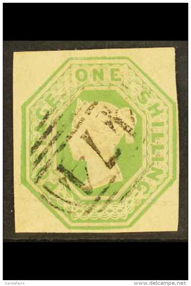 1847-54 1s Pale Green, Embossed, SG 54, Fine Used With Light &amp; Clear Numeral Postmark, Four Margins,... - Autres & Non Classés