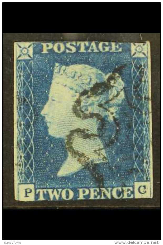 1840 2d Blue, "P C" SG 5, Fine Used With Light Strike Of Black MX, Two Margins, Cut On Frame Lines At Top &amp;... - Autres & Non Classés