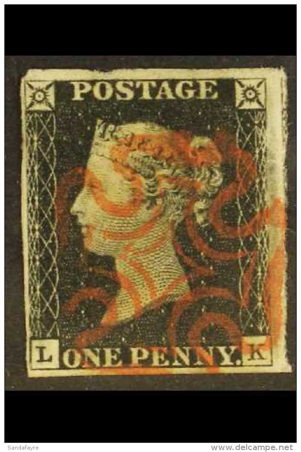 1840 1d Black 'LK' Plate 1a, SG 2, Fine Used With 4 Clear To Large Margins And Red MC Postmark. For More Images,... - Unclassified