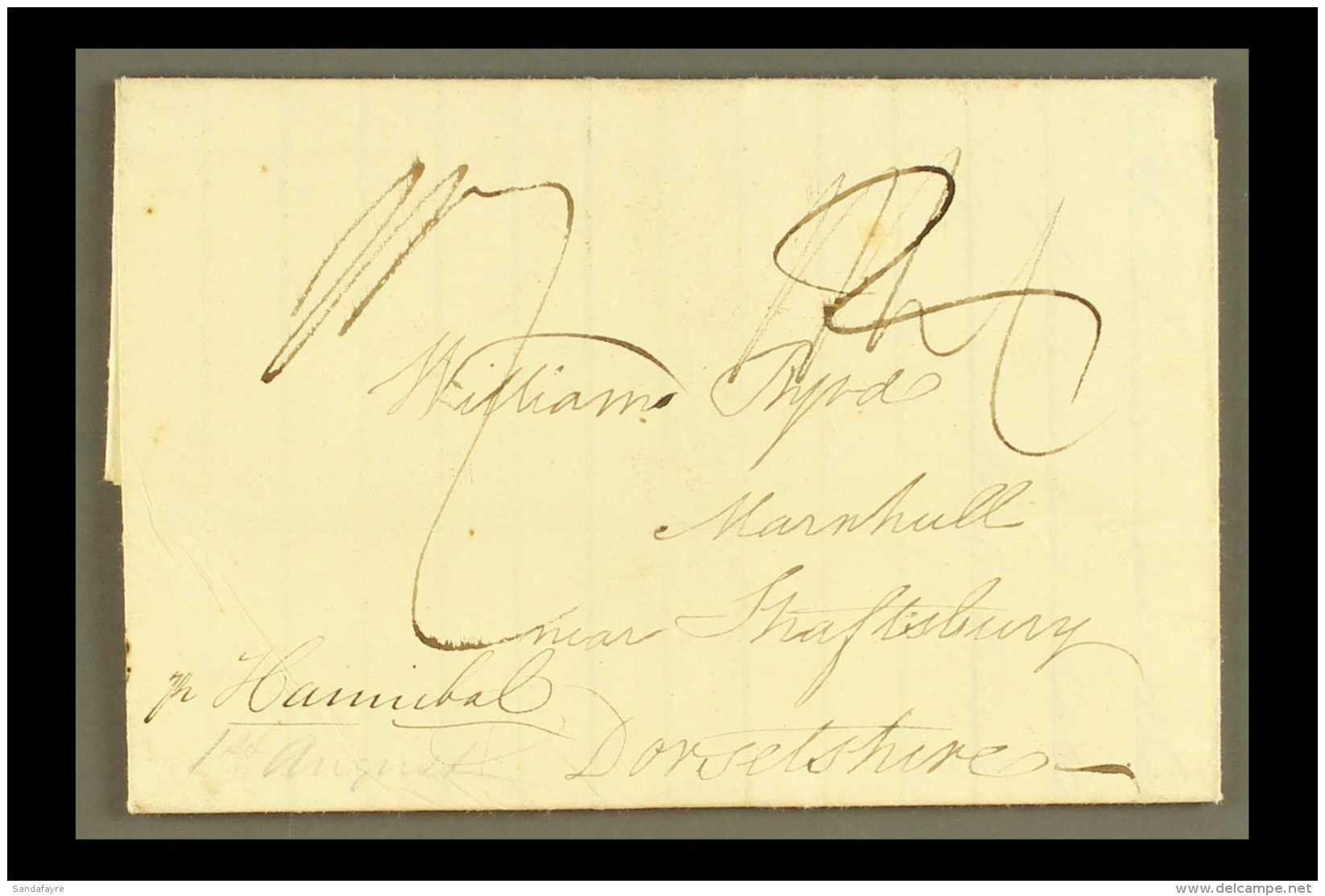 1834 QUAKER ENTIRE LETTER FROM FLUSHING N.Y TO WILLIAM BYRD IN DORSET, SHIP LETTER Entire Letter From James Byrd... - ...-1840 Préphilatélie