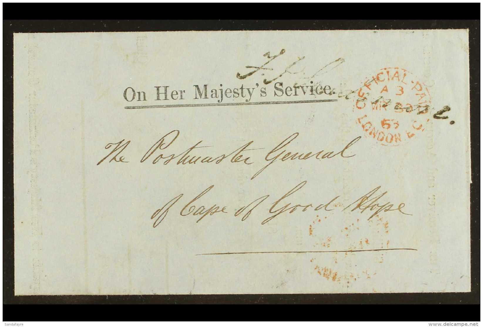 OFFICIAL MAIL - OHMS 1863 Stampless Entire To COGH Displaying Red 'Official Paid' Cds Together With 'Devonport'... - Other & Unclassified