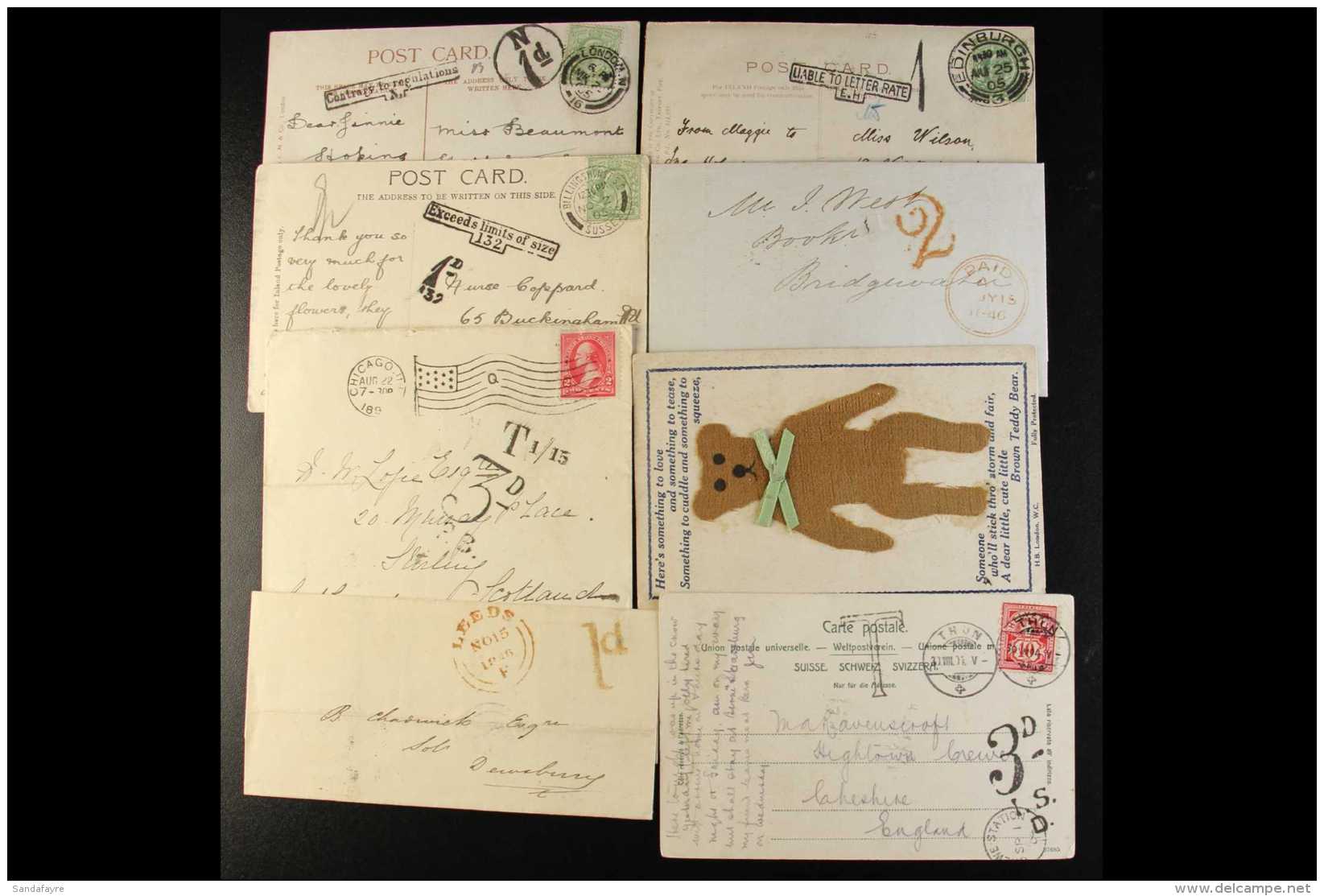 1846-1920 POSTAGE DUE AND TAX MARKINGS ON COVERS &amp; CARDS COLLECTION A Most Interesting Group With 1846 Hand... - Altri & Non Classificati