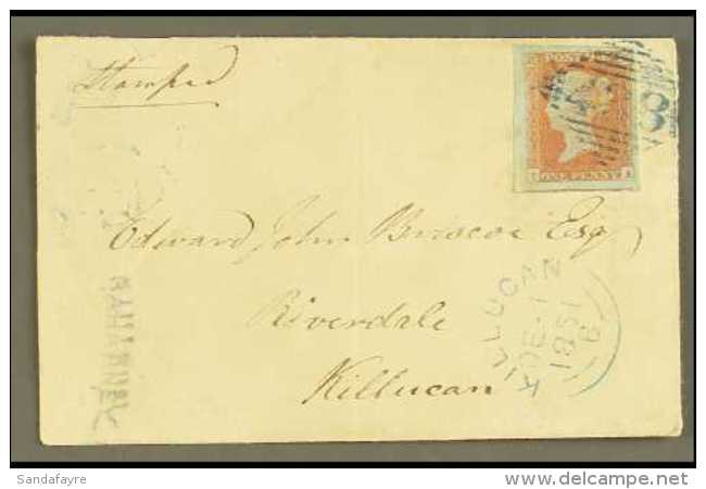 GB USED IN IRELAND 1851 Cover To Killucan Bearing 1d Red Imperf (huge Margins) Tied By "438" (Tullamore) In BLUE;... - Autres & Non Classés