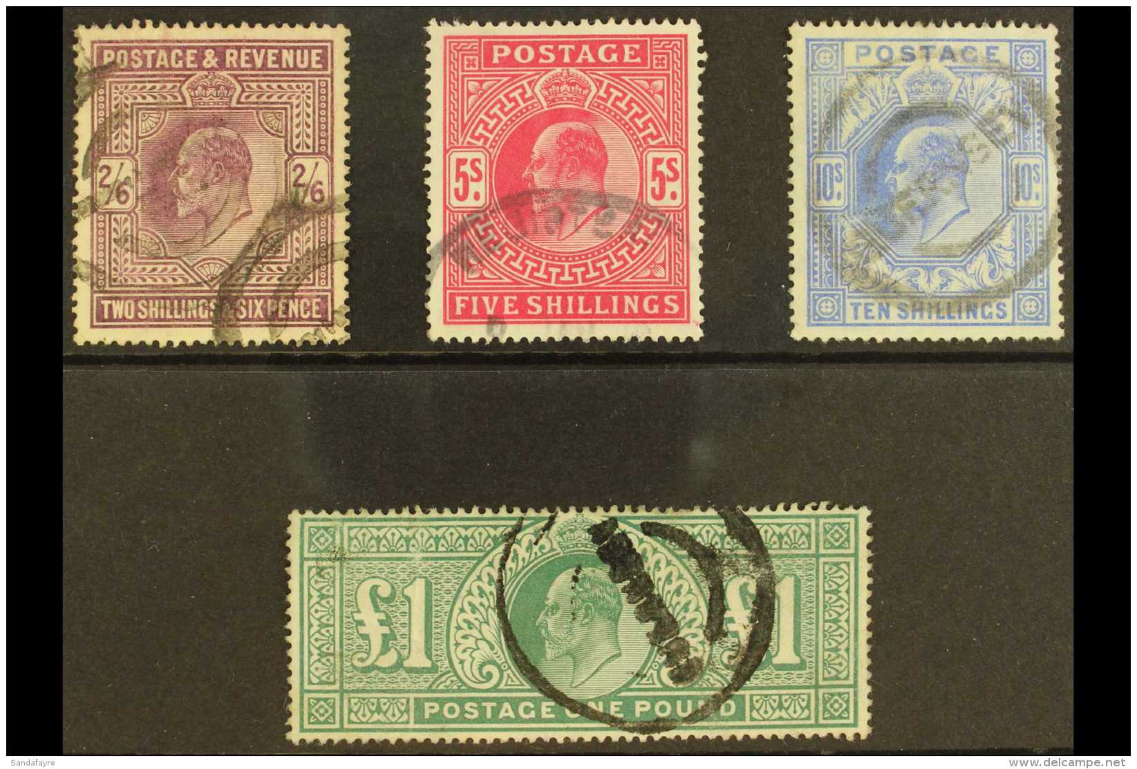 1902 Ed VII High Values Used, 2s 6d, 5s And 10s And &pound;1, SG 262/6, All Good Cds Used, The &pound;1 With... - Autres & Non Classés