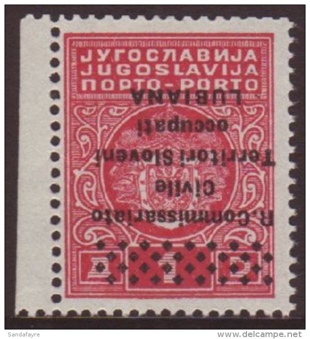 ITALIAN OCCUPATION OF LUBIANA Postage Due 1941 1d Rose Carmine Marginal Example, Showing Overprint Inverted,... - Other & Unclassified