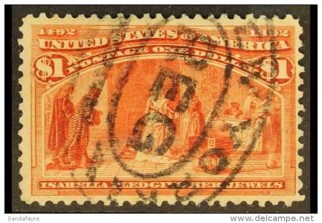 1893 $1 Salmon, Queen Isabella Pledging Her Jewels, Sc 241, Superb Used With Neat Registration Cancel. For More... - Autres & Non Classés