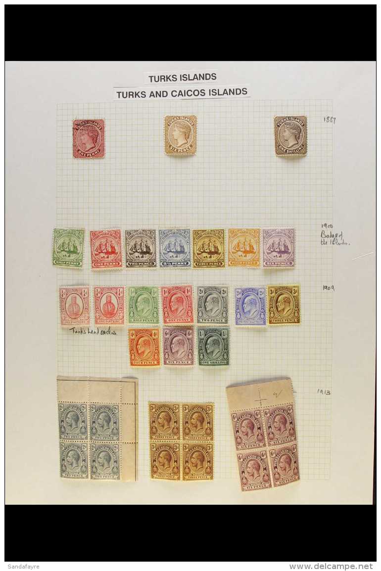 1887-1957 MINT AND USED COLLECTION On Album Pages, Includes 1887-89 6d And 1s Mint, 1900-04 Set To 6d Mint,... - Turks & Caicos (I. Turques Et Caïques)