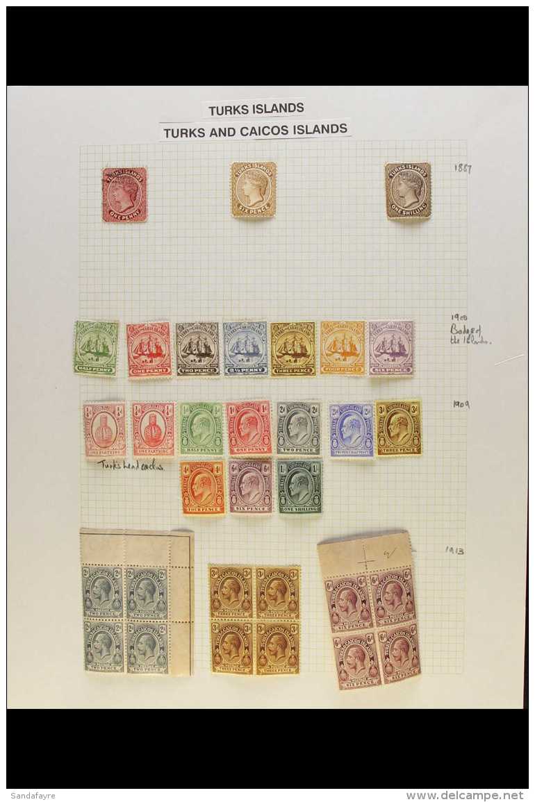 1887-1957 MINT AND USED COLLECTION On Album Pages, Includes 1887-89 6d And 1s Mint, 1900-04 Set To 6d Mint,... - Turks E Caicos
