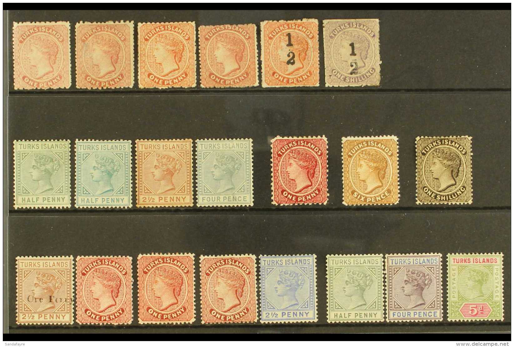 1873-1895 MINT SELECTION A Lovely Fresh Group With OG Presented On A Stock Card. Includes 1873-79 Star Wmk 1d X4, ... - Turks & Caicos (I. Turques Et Caïques)