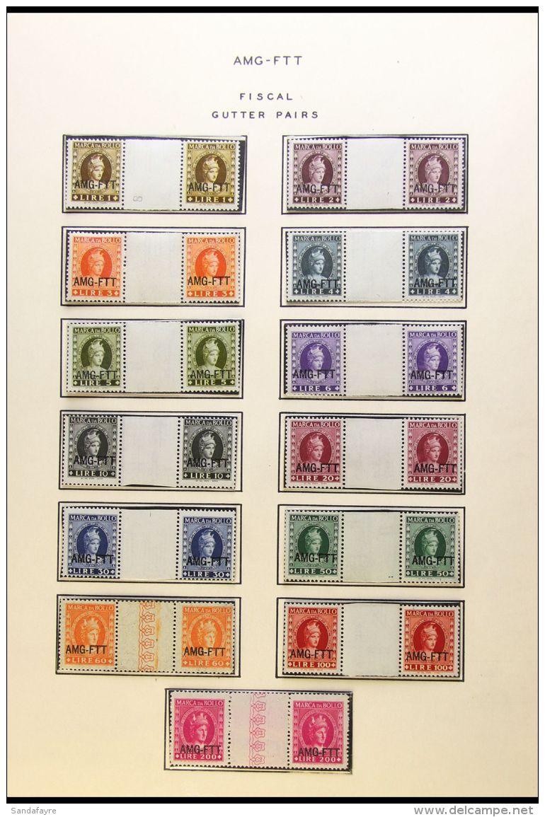 ALLIED MILITARY GOVERNMENT REVENUE STAMPS Fiscal "Marca Da Bollo" Set To 200L  In Never Hinged Mint GUTTER PAIRS.... - Autres & Non Classés