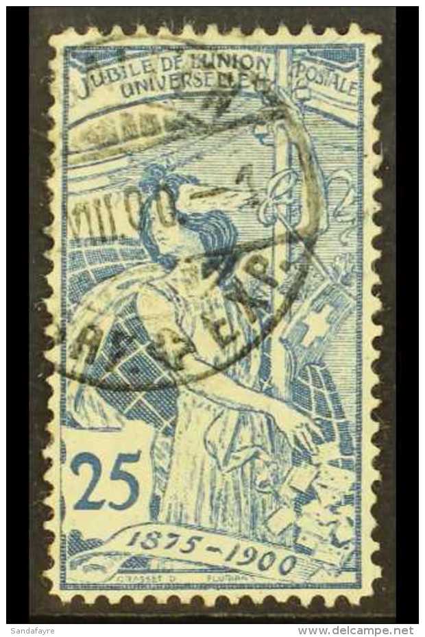 1900 25c Blue Universal Postal Union Plate I 'Wertschild Rechts Oben Ausgebrochen' PLATE FLAW (Michel 73 I PF III,... - Autres & Non Classés