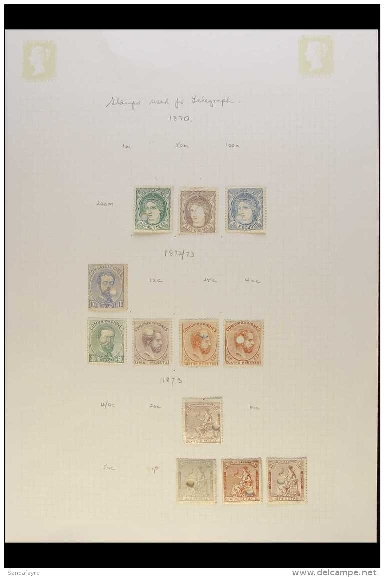 TELEGRAPH PUNCH STAMPS 1870 - 1899 Fine Chiefly Unused Collection Of "Taladros" With 1870 Vals To 2e, 1872 To 4p,... - Altri & Non Classificati