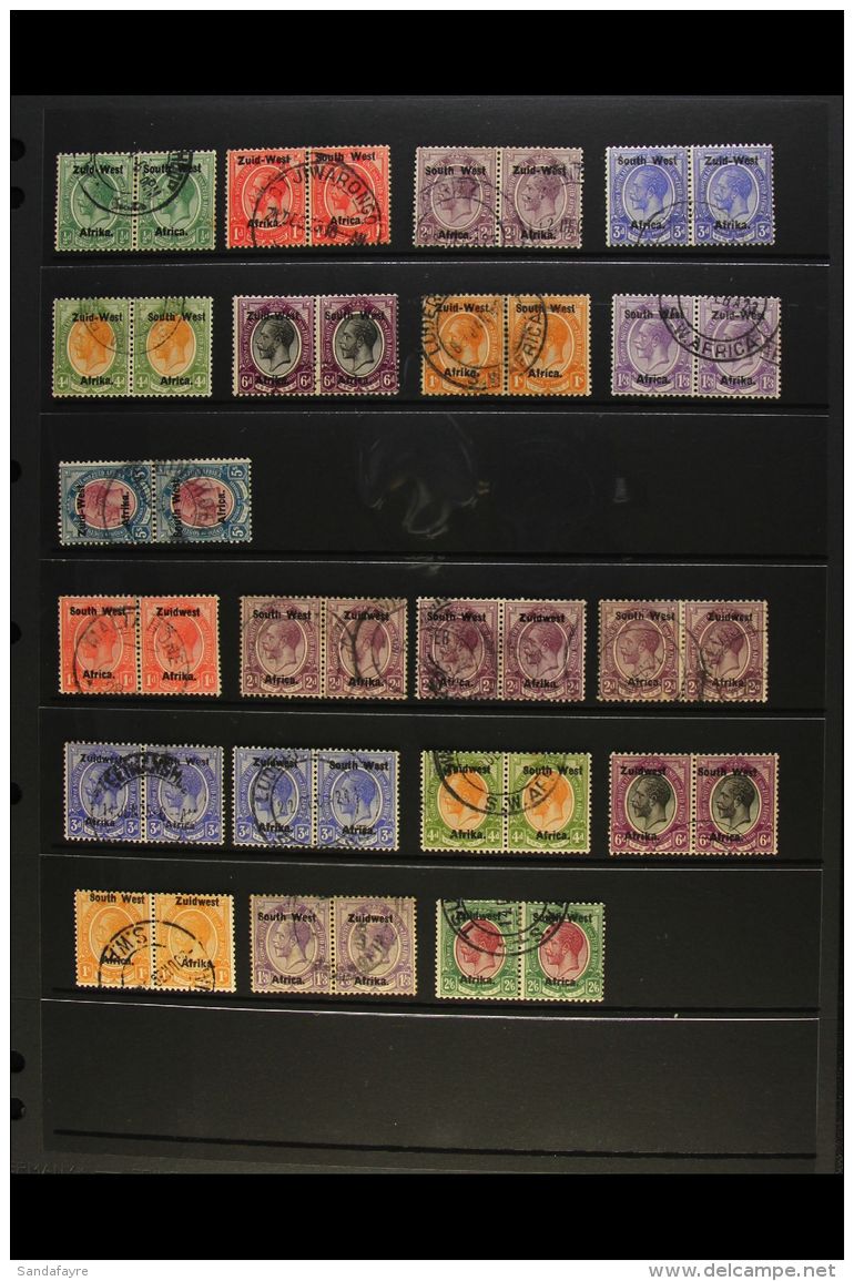 1923-6 USED KING'S HEADS Seldom Offered, Collection Includes 1923 (all In Horizontal Pairs) Setting I Complete... - Afrique Du Sud-Ouest (1923-1990)