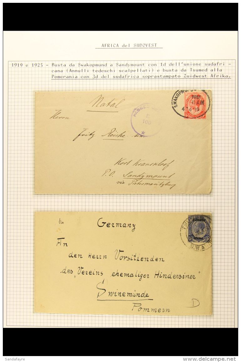 1919-1961 COVERS COLLECTION Nicely Written Up On Leaves. Note 1919 Censored Cover To Bearing South Africa 1d KGV... - Africa Del Sud-Ovest (1923-1990)