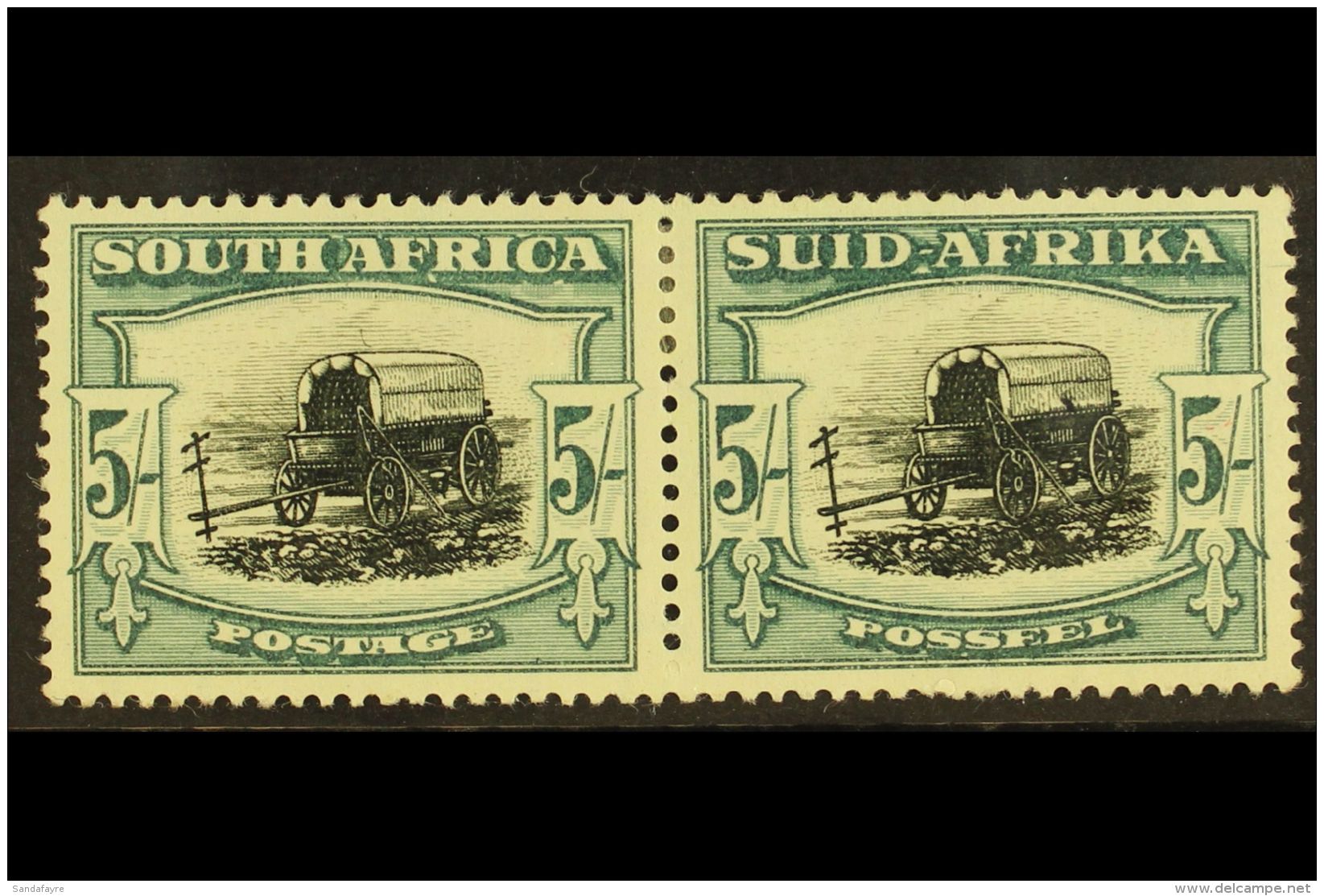 1933-48 5s Black &amp; Blue-green, WINDOW IN TENT Variety, SG 64b (Union Hand Book V3), Fine Mint. For More... - Non Classificati