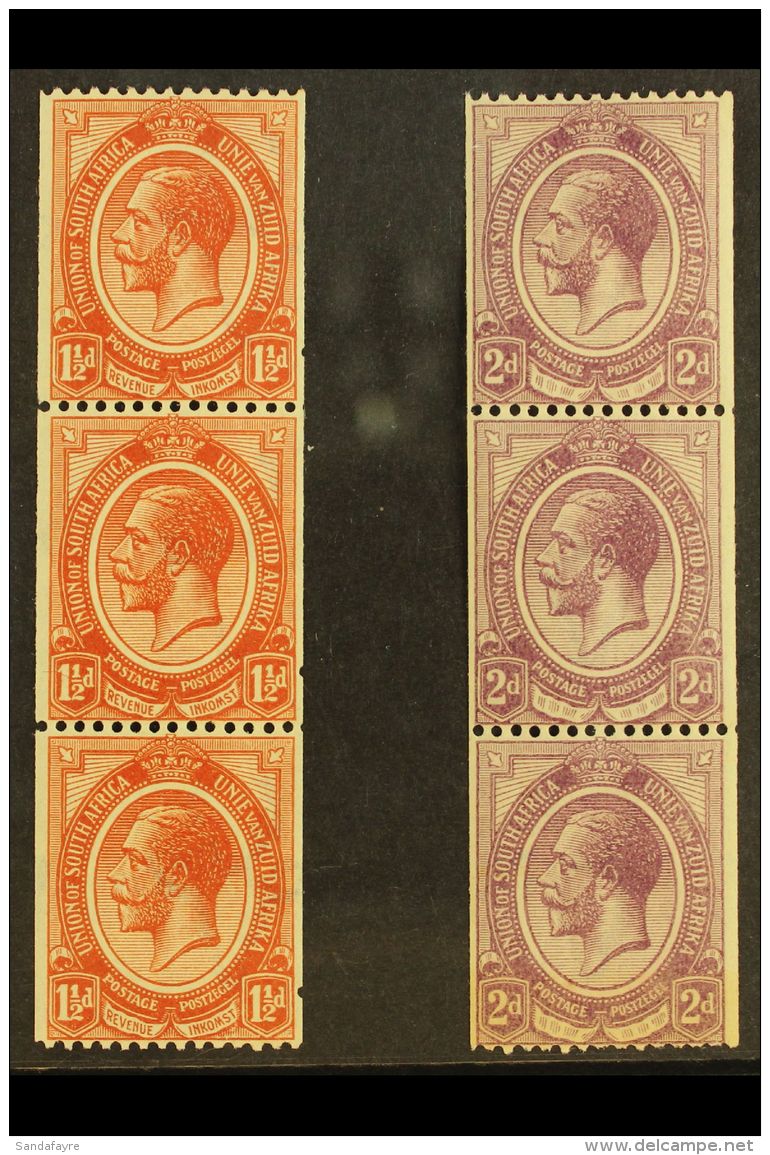 1913-24 KGV 1&frac12;d And 2d Perf 14ximperf Coil Stamps (SG 20/21) In Never Hinged Mint Vertical Strips Of Three.... - Non Classés